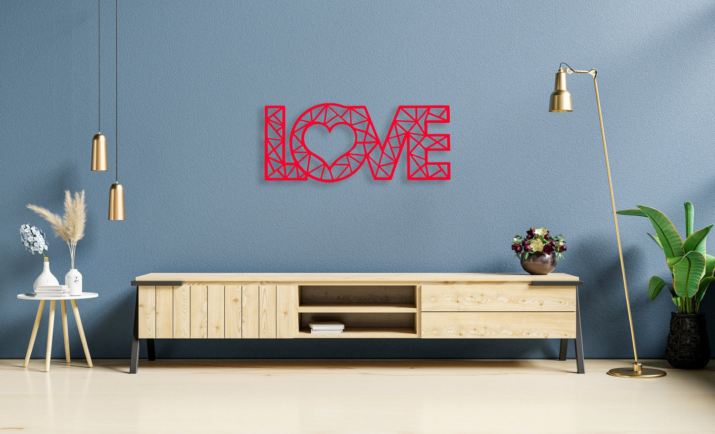 Geometric Love Metal Wall Decor