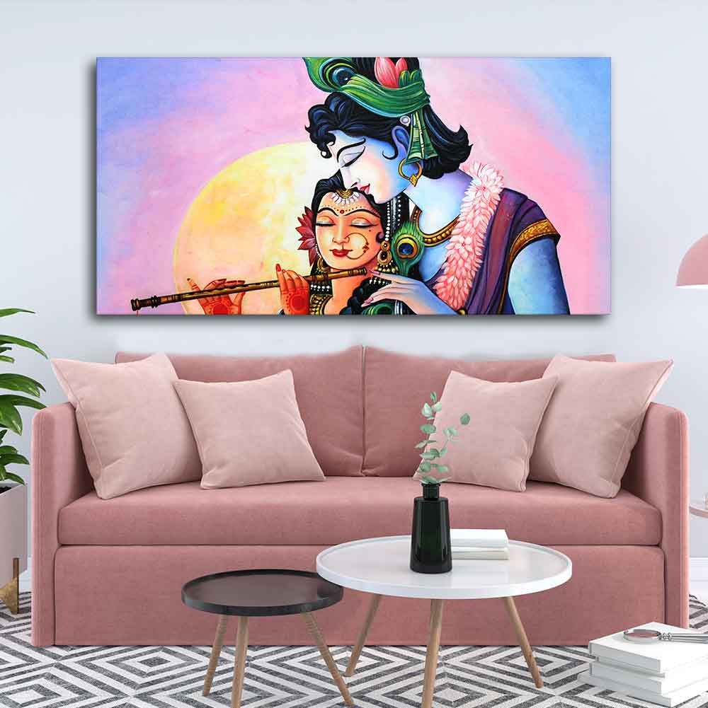 Lord Radha Krishna Colorful Canvas Wall Art Painting