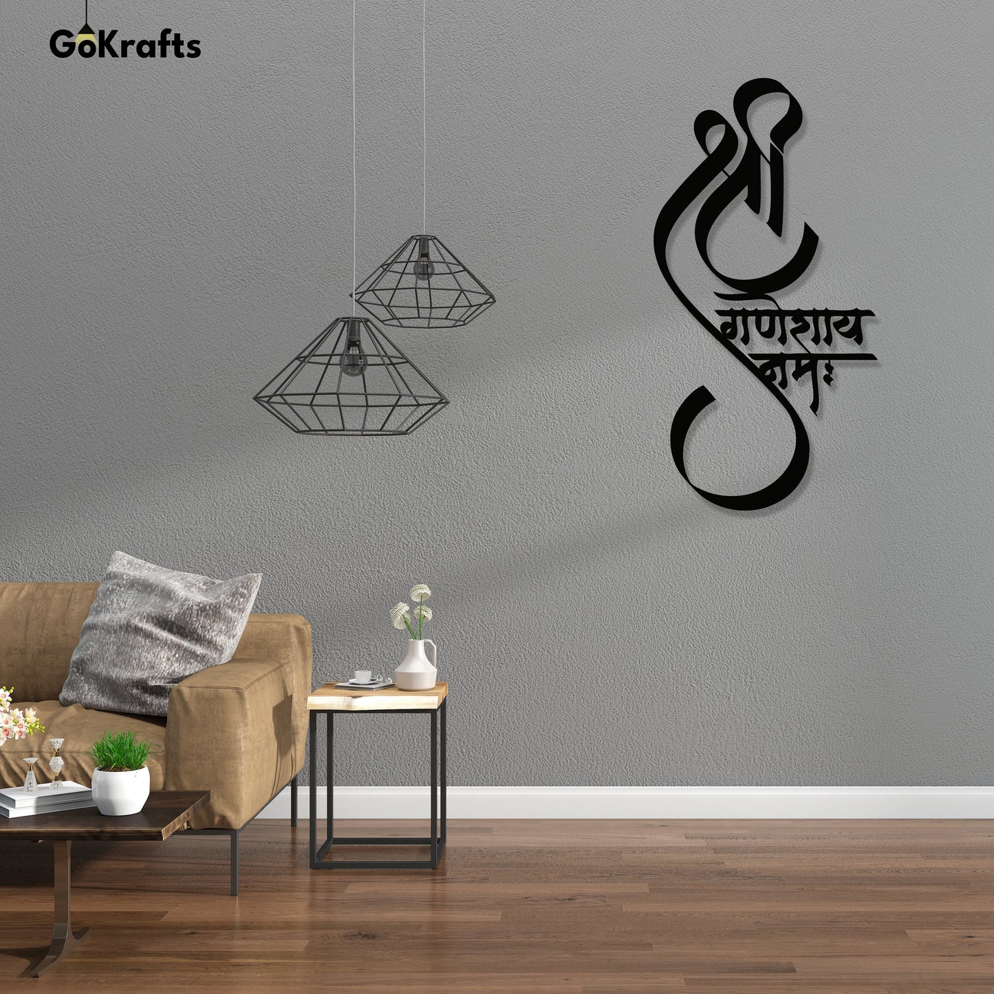 Om Ganesha Namoh Statue Metal Wall Decor