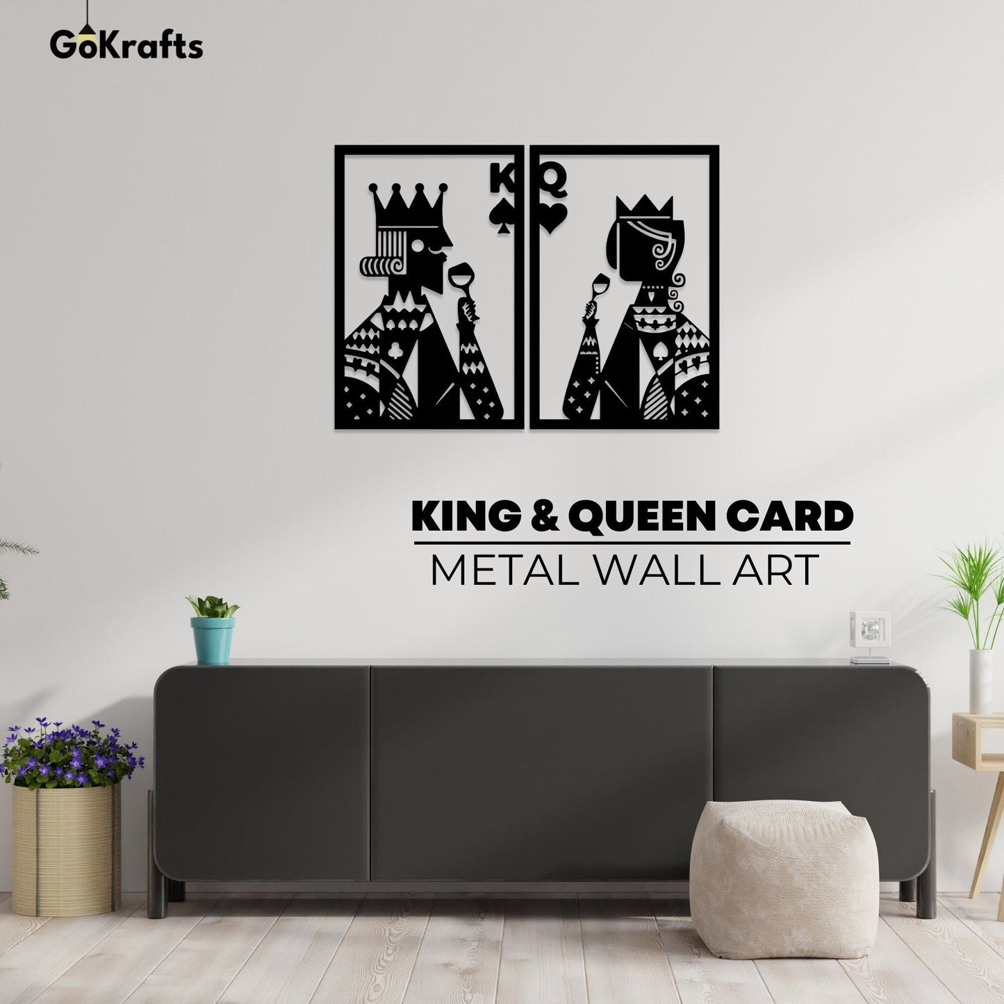 King , Queen & Jack Metal Wall Art Hanging