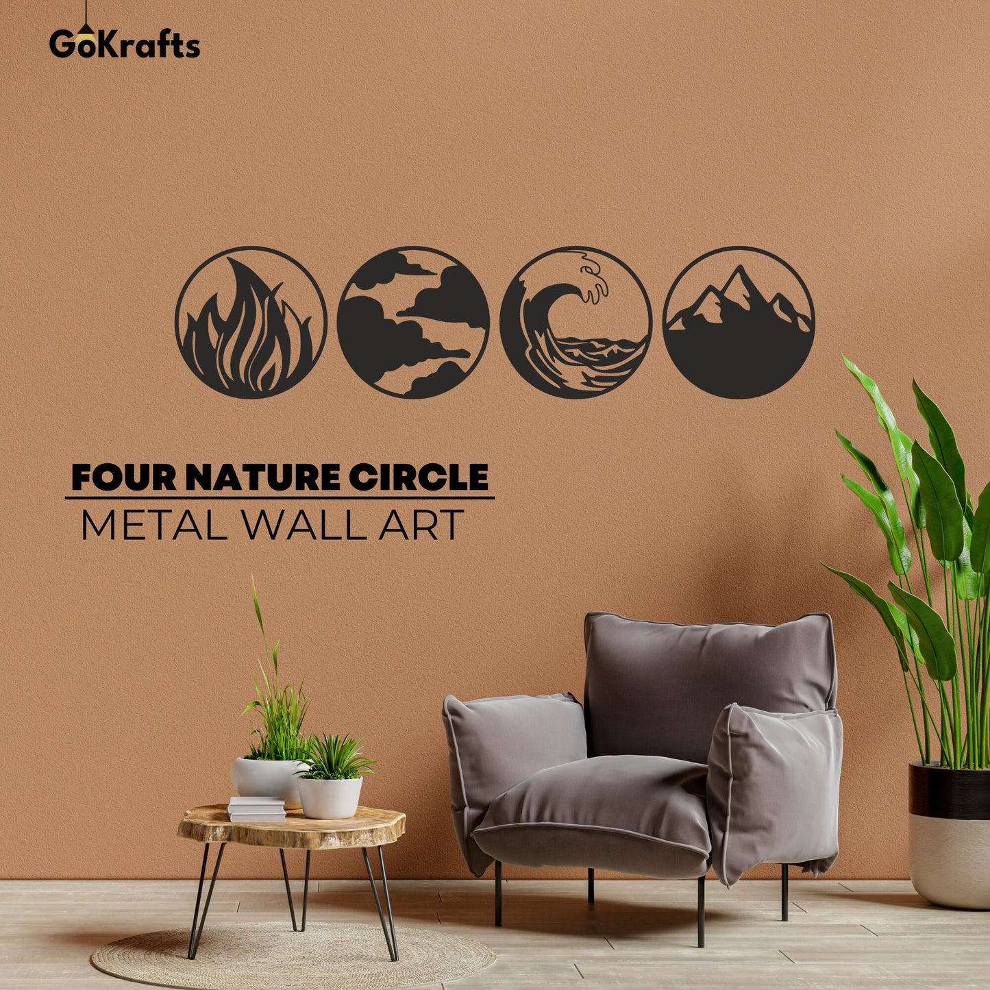 Four Elements Metal Wall Art Hanging