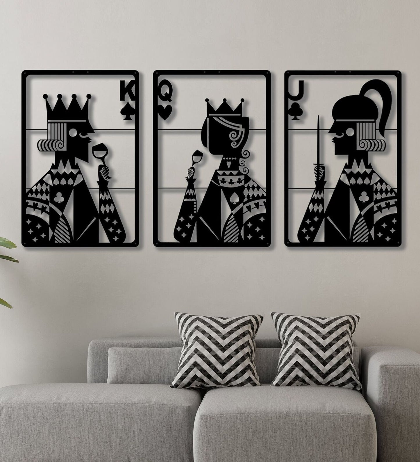 King , Queen & Jack Metal Wall Art Hanging