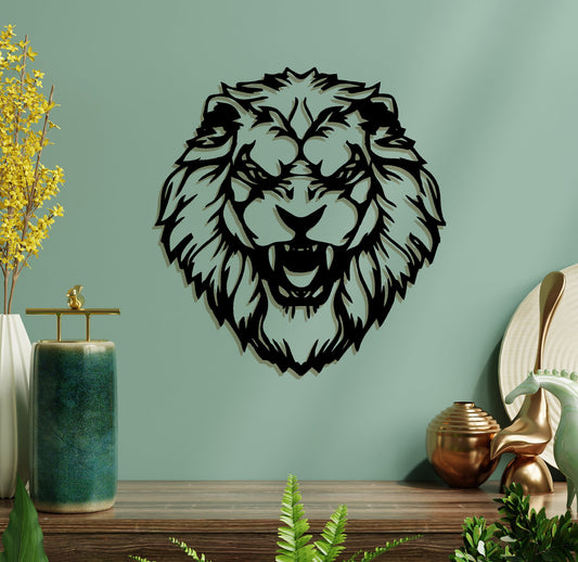 Beautiful Lion Head Design Metal Wall Hanging