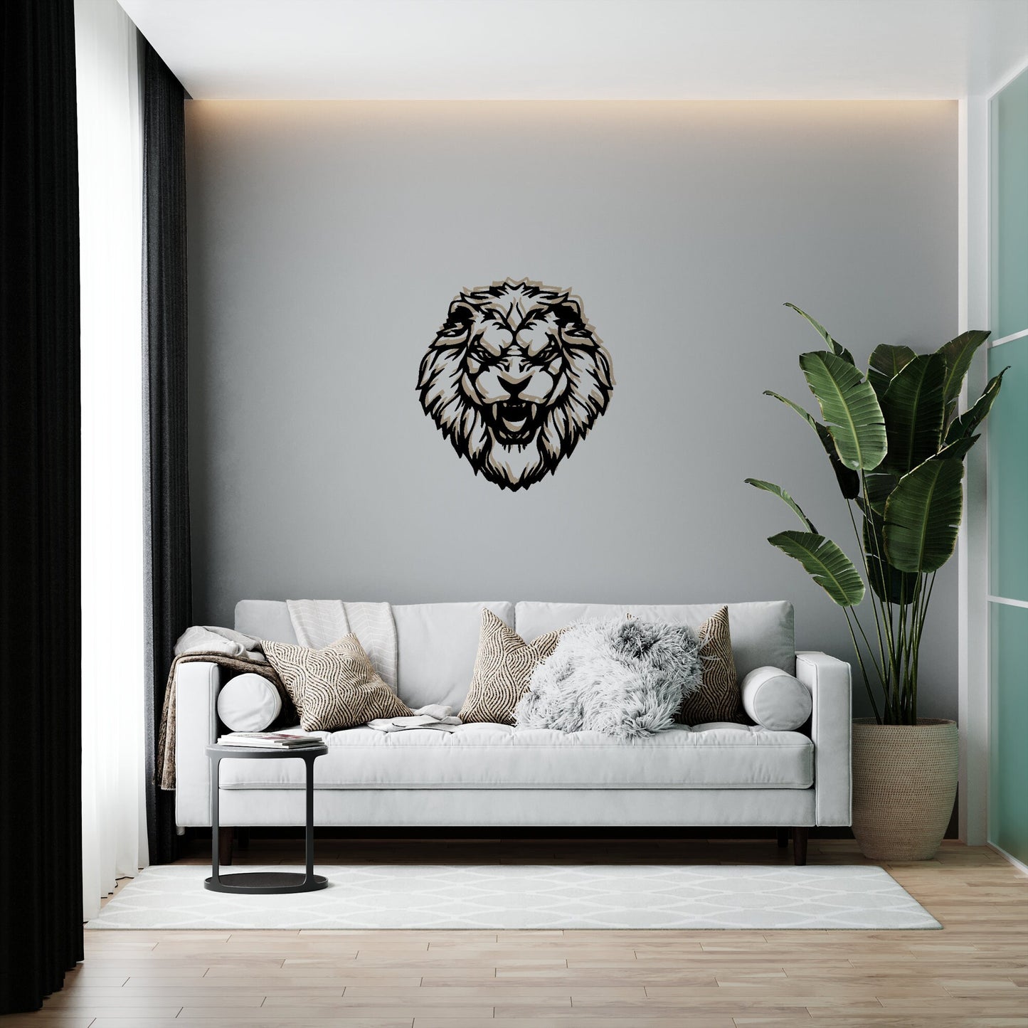 Beautiful Lion Head Design Metal Wall Hanging
