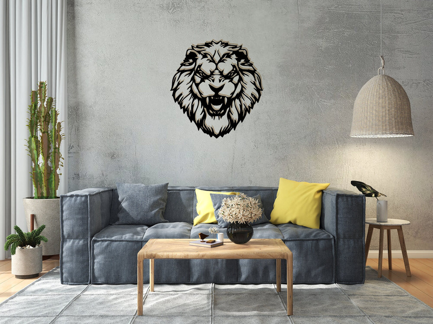 Beautiful Lion Head Design Metal Wall Hanging