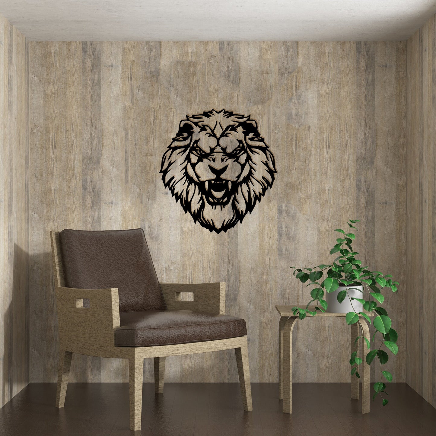 Beautiful Lion Head Design Metal Wall Hanging