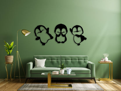 Mini Penguin Metal Wall Art Hangings Decor
