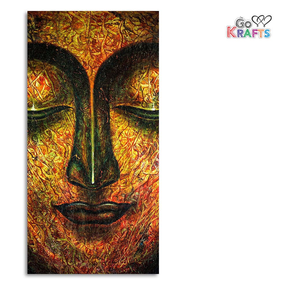 Peaceful Golden Textured Buddha CanavsWall Art Painting