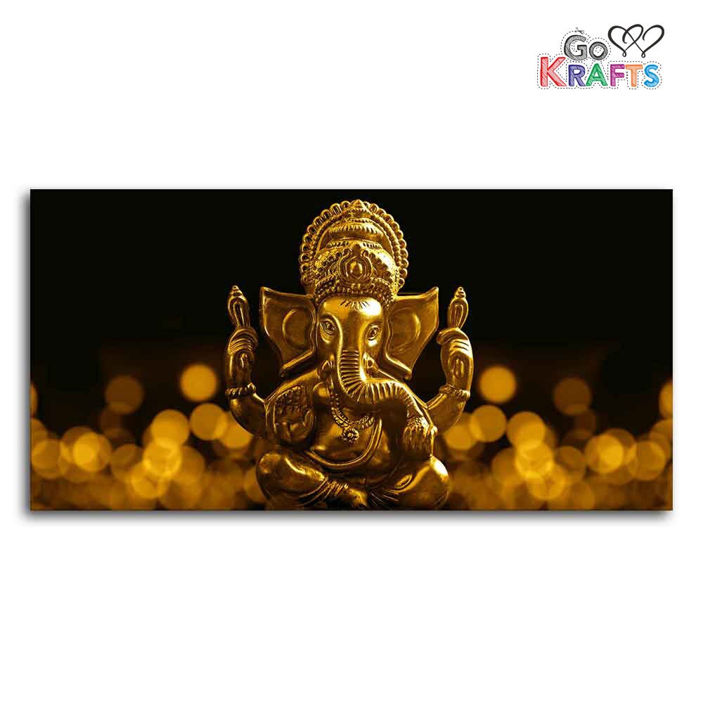 Golden Lord Ganesha Premium Wall Art Painting