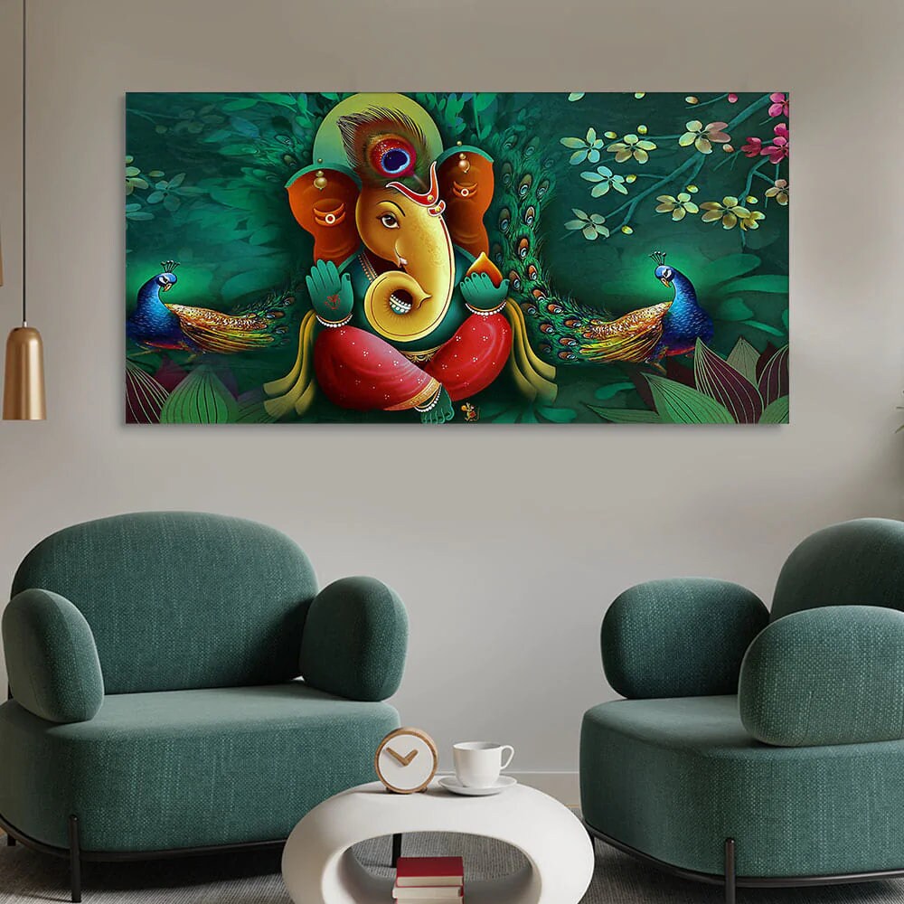 Auspicious Lord Ganesh Premium Canvas Wall Art Painting
