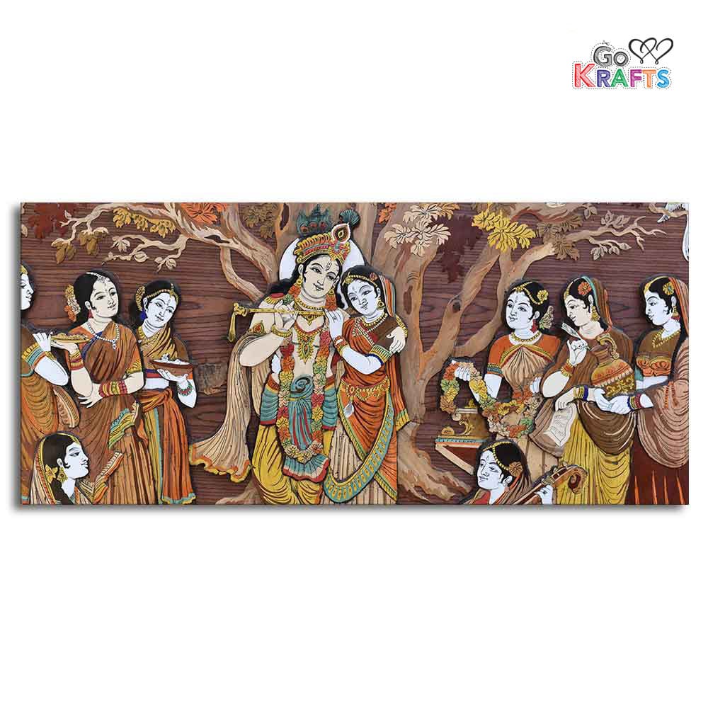 Radha Krishna Rasleela Large Canvas Wall Painting