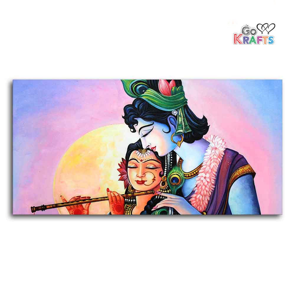 Lord Radha Krishna Colorful Canvas Wall Art Painting
