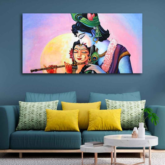 Lord Radha Krishna Colorful Canvas Wall Art Painting