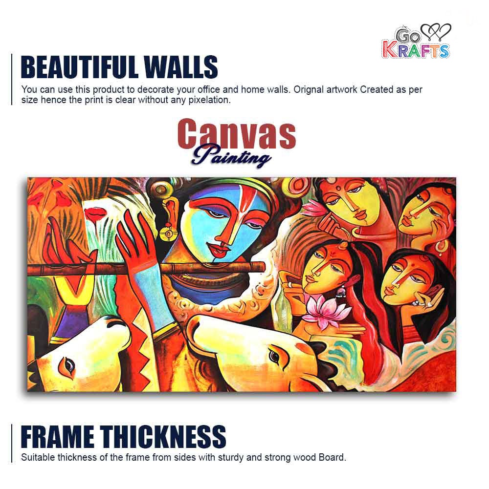 Lord Radha Krishna Decorative Pattern Canvas Big Wall Art Painting