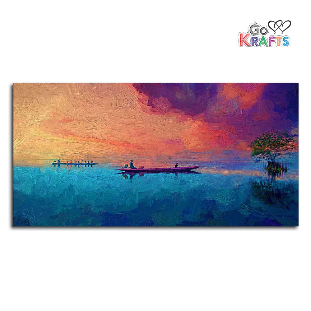 Tourists On Long Tail Boat Canvas Wall Art Painting