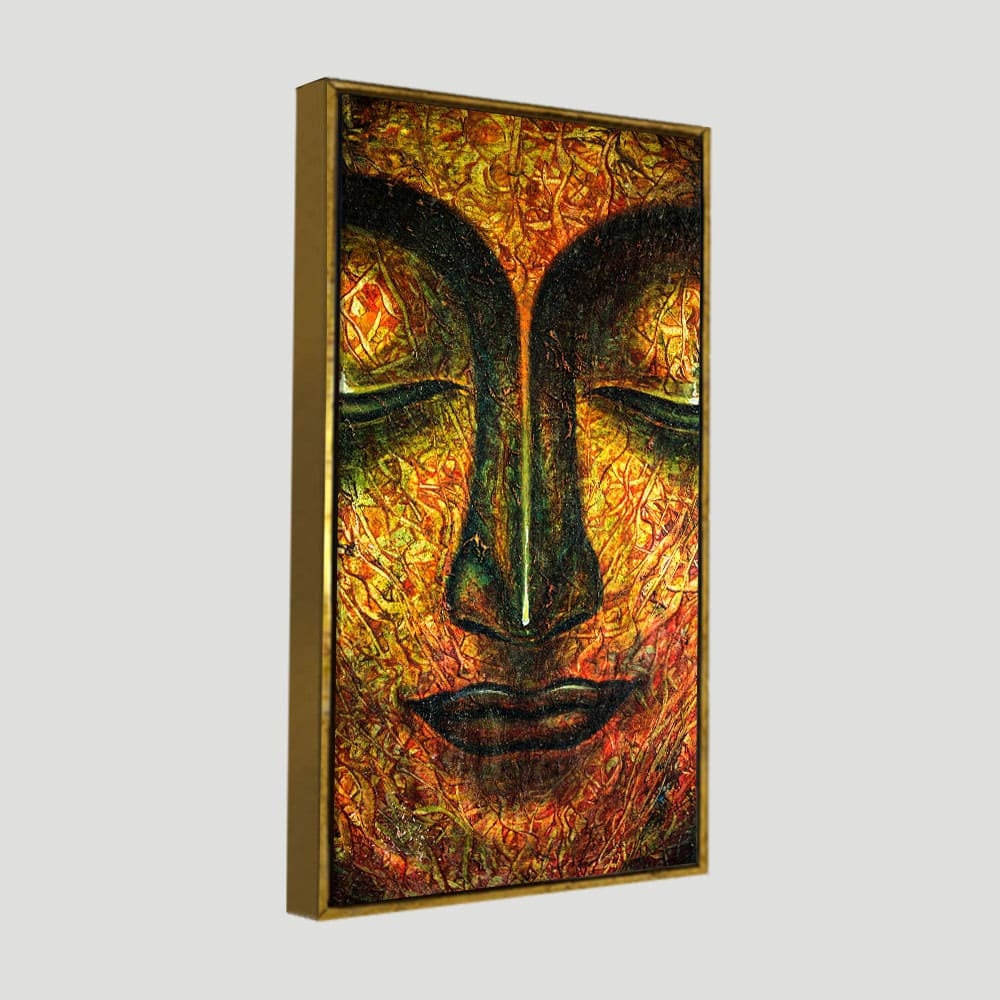 Peaceful Golden Textured Buddha CanavsWall Art Painting