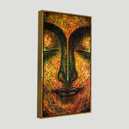 Peaceful Golden Textured Buddha CanavsWall Art Painting