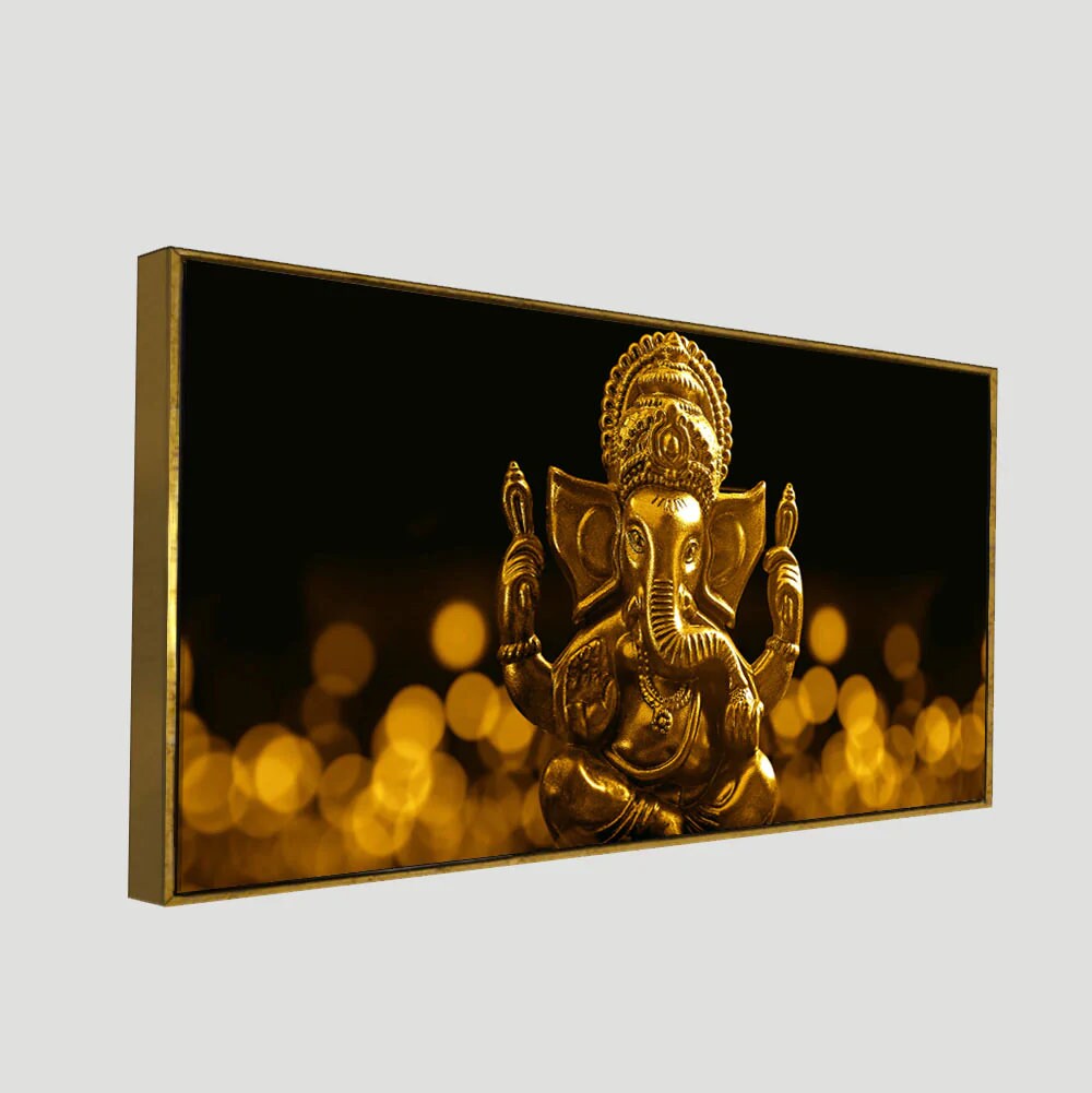 Golden Lord Ganesha Premium Wall Art Painting