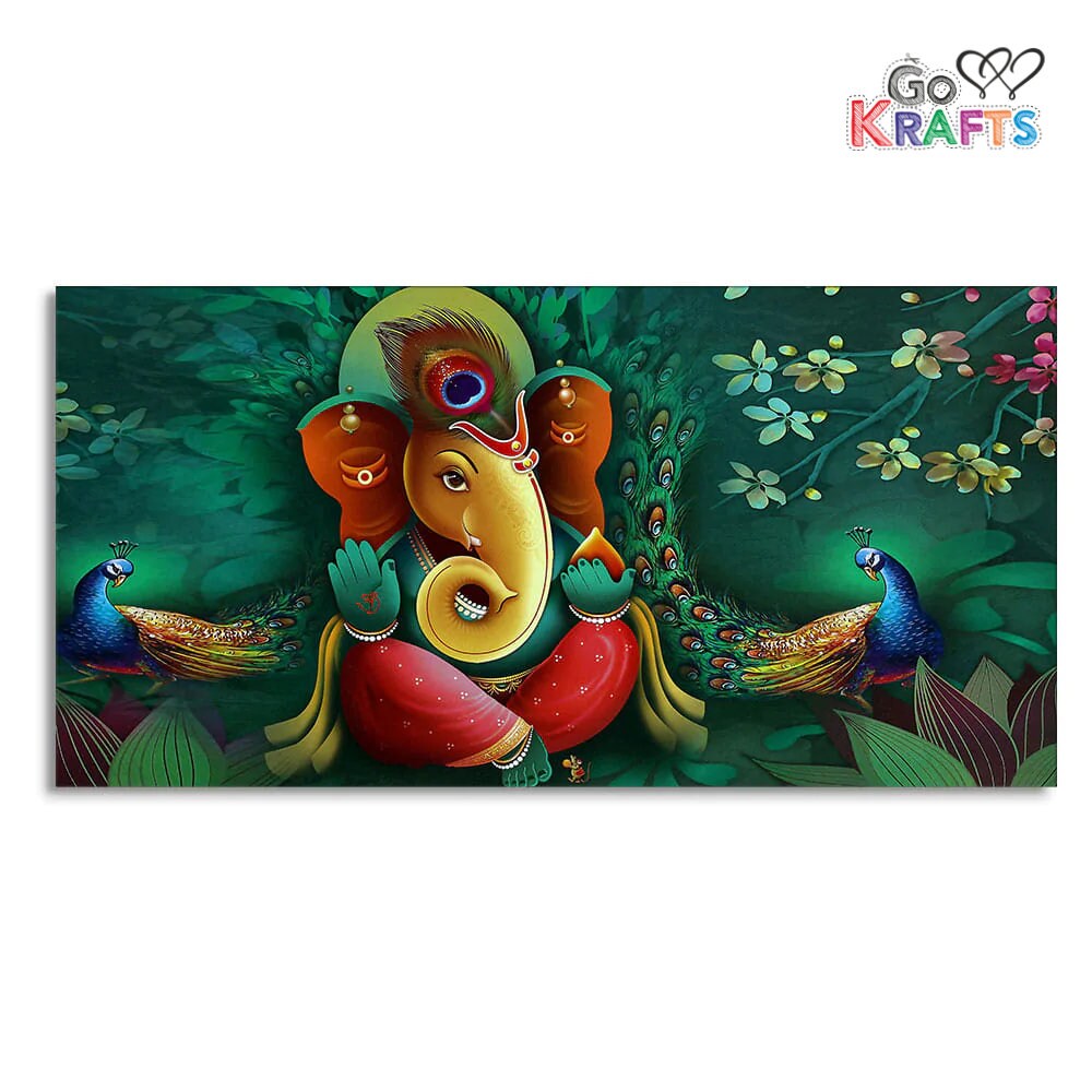 Auspicious Lord Ganesh Premium Canvas Wall Art Painting