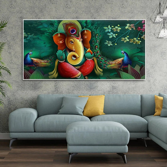 Auspicious Lord Ganesh Premium Canvas Wall Art Painting