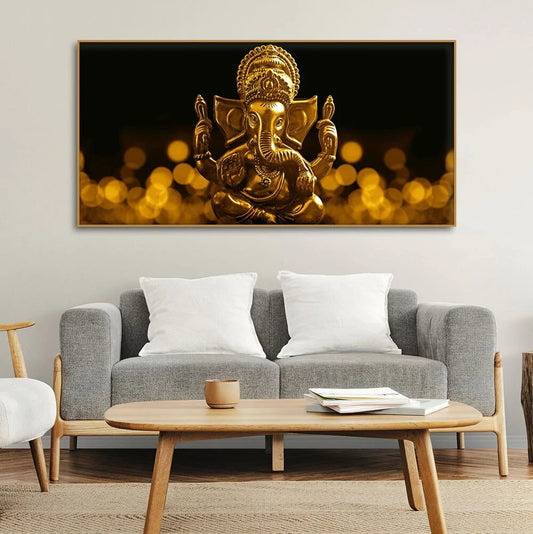 Golden Lord Ganesha Premium Wall Art Painting