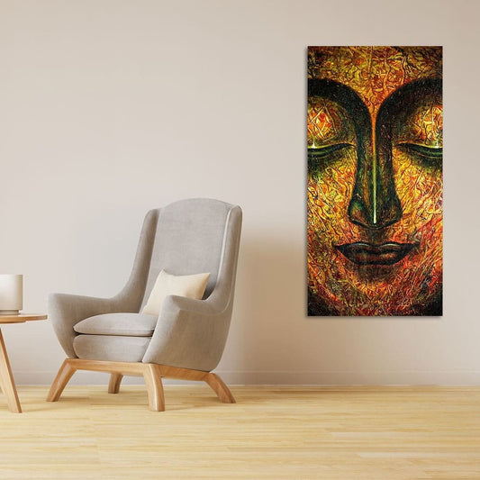 Peaceful Golden Textured Buddha CanavsWall Art Painting