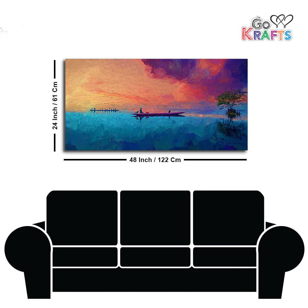 Tourists On Long Tail Boat Canvas Wall Art Painting