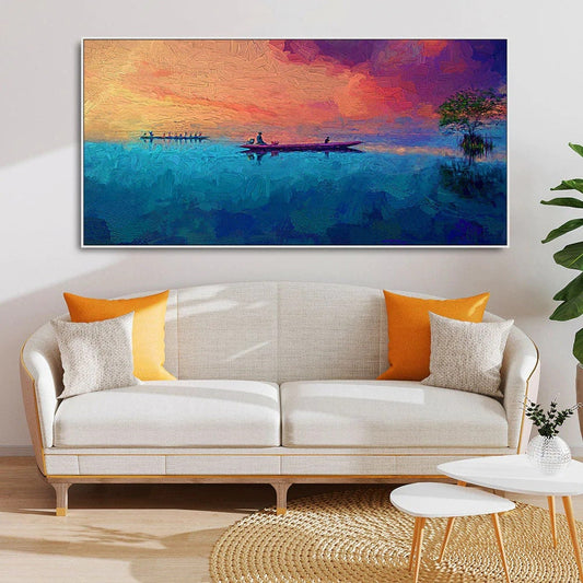 Tourists On Long Tail Boat Canvas Wall Art Painting