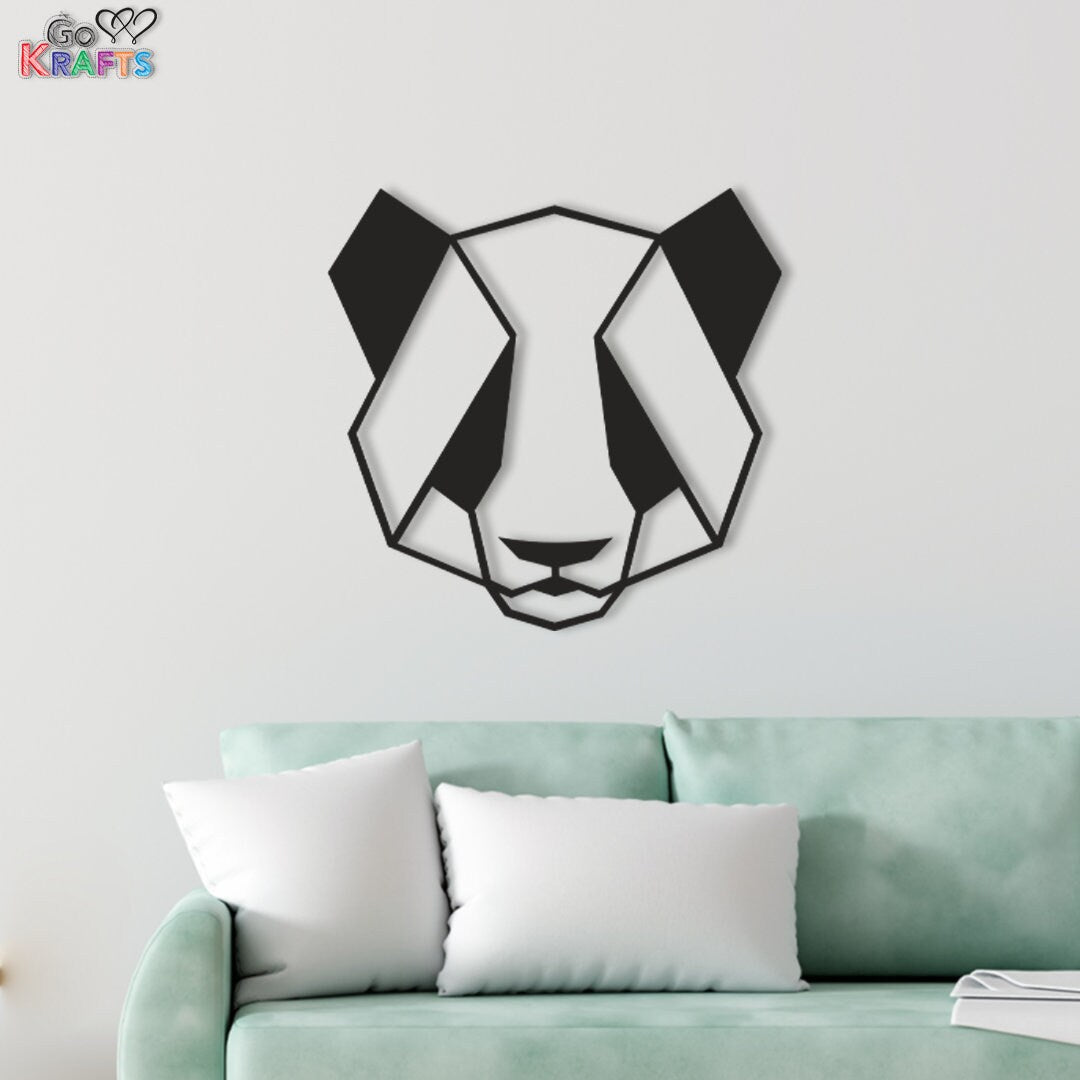 Cute Geometric Panda Metal Wall Art Home Decor