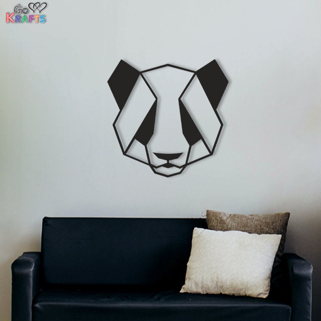 Cute Geometric Panda Metal Wall Art Home Decor