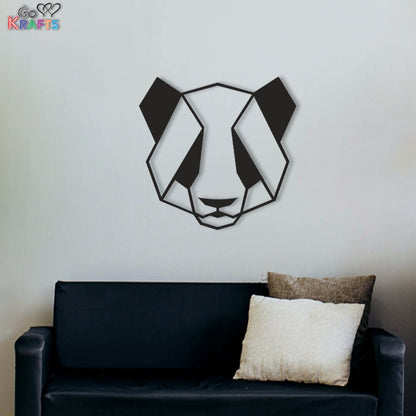 Cute Geometric Panda Metal Wall Art Home Decor